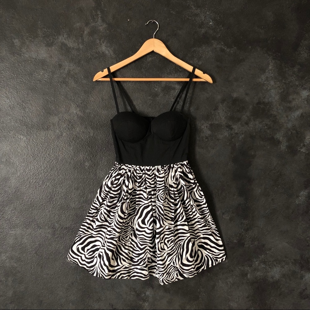 Black Printed Bustier Corset Dress